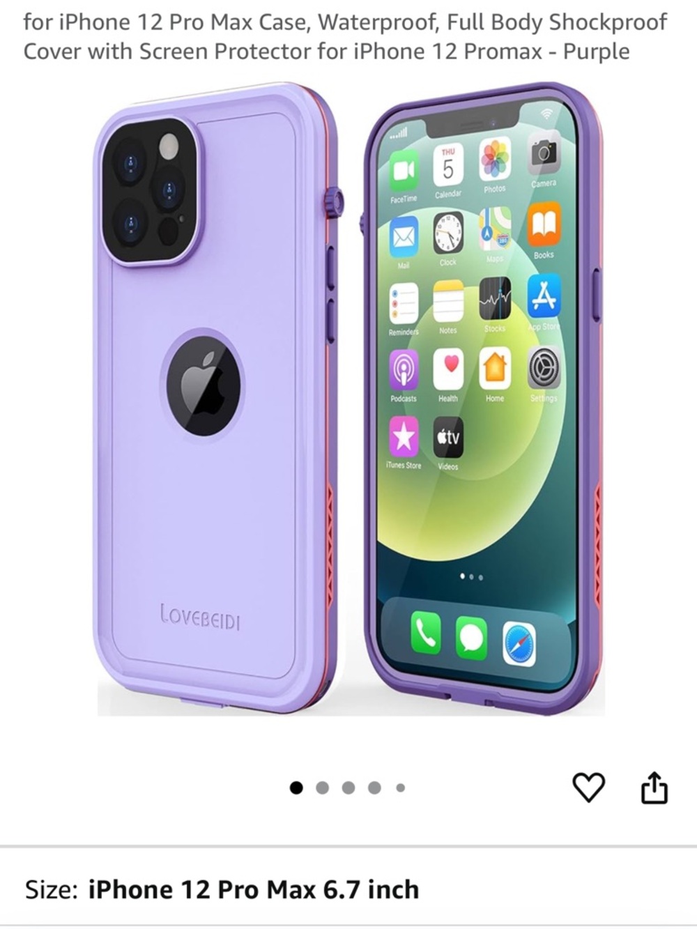 Purple Waterproof Shockproof Case for iPhone 12 Pro Max